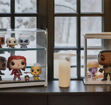 Figures in display cases